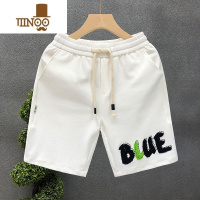 YANXU潮牌休闲短裤男士2023年夏季薄款宽松百搭五分裤潮流植绒字母中裤