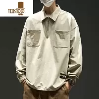 YANXU长袖t恤男款美式潮牌感痞帅polo翻领上衣男生初秋季衣服