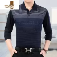 YANXU男士长袖t恤男夏季中老年人衣服翻领打底衫薄款爸爸装棉体恤