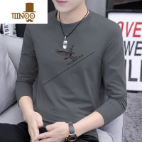 YANXU2022款高品质男士长袖t恤印花休闲秋衣外穿男装上衣打底衫