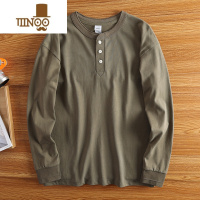 YANXUt恤男长袖内搭日系复古打底衫宽松潮体恤上衣新款亨利衫