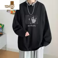 YANXU动漫印花圆领长袖T恤男春季新款日系ins潮牌衣服学生大码上衣