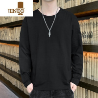 YANXU2023年长袖T恤男秋季印花基础潮流青年学生纯色百搭打底衫上衣服