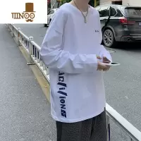 YANXU港风长袖t恤男潮牌ins夏季薄款打底衫内搭上衣服宽松卫衣男款