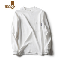 YANXU美式310g口袋长袖t恤男秋季宽松内搭纯色打底衫圆领卫衣