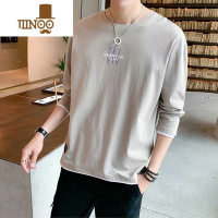 YANXU男士长袖T恤秋季2023新款潮牌宽松假体恤打底衫秋装休闲上衣