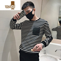 YANXU网红潮牌条纹撞色T恤男长袖卫衣ins潮流休闲内搭2022年新款打底衫