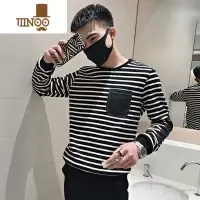 YANXU网红潮牌条纹撞色T恤男长袖卫衣ins潮流休闲内搭2022年新款打底衫