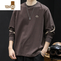 YANXU秋季长袖t恤男潮牌宽松大码2023新款男士潮流内搭款