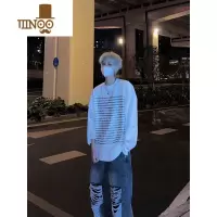 YANXU美式正肩泰戈尔t恤长袖男高街hiphop薄款英文卫衣新款打底衫