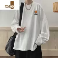 YANXU圆领卫衣男秋季青少年长袖T恤美式复古宽松休闲百搭打底衫潮