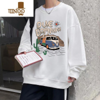 YANXU设计感vintage潮牌宽松长袖圆领卫衣男美式无帽打底衫t