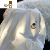 YANXU克莱因蓝圆领ins长袖t恤男潮流百搭宽松2023新款情侣上衣