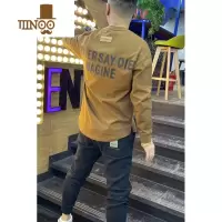 YANXU网红潮牌圆领卫衣男秋季新款字母休闲上衣服时尚燕尾开衩百搭长袖