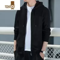 YANXU拉链外套男开衫潮流春加绒卫衣连帽长袖宽松大码上衣服休闲运动