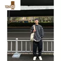 YANXU日系cityboy条纹卫衣男款美式复古长袖t恤潮牌无帽外套