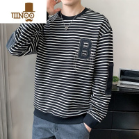 YANXU条纹卫衣男款2023年新款潮牌ins圆领长袖冬季男士打底衫上衣