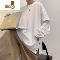 YANXU白色长袖T恤男2023秋季新款百搭宽松大码上衣韩版潮流内搭打底衫