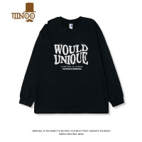 YANXUJW5DA 美式260g长袖t恤男女印花打底衫圆领卫衣潮