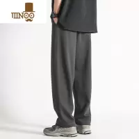 YANXU卫裤男夏季新款垂感男士直筒裤男款秋季阔腿裤灰色宽松休闲运动裤