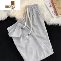 YANXU夏季松紧腰休闲裤男款ins潮牌纯色简约宽松百搭垂感直筒运动长裤