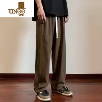 YANXU夏季休闲裤男款薄款宽松工装直筒裤子秋季美式男生卡其色运动长裤