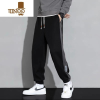 YANXU华夫格裤子男士夏季薄款潮牌运动休闲长裤宽松男生九分束脚卫裤男
