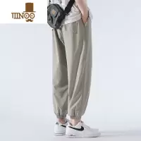 YANXU灰色冰丝裤子男款夏季宽松束脚男生运动休闲九分裤薄款大码胖子潮