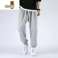 YANXU灰色宽松运动卫裤男潮流休闲长裤子大码束脚潮牌款胖子夏季