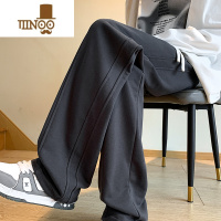 YANXU秋季黑色裤子男高街美式vibe风休闲卫裤直筒宽松港风微喇叭运动裤