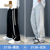 YANXU裤子男款夏季薄款宽松直筒阔腿长裤青少年抽绳运动休闲卫裤