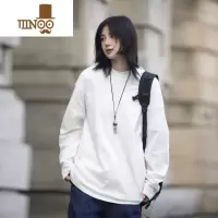 YANXU 长袖t恤男纯色套头打底衫情侣男女同款宽松上衣百搭女