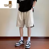 YANXU短裤男士夏季潮牌冰丝薄款透气钢印直筒裤子男生夏天休闲五分中裤