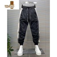 YANXU夏季薄款条纹百搭休闲裤工装裤男潮流速干哈伦宽松透气束脚运动裤