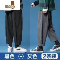 YANXU工装裤男士夏季潮牌胖子宽松直筒休闲裤九分裤大码阔腿裤子运动裤