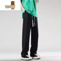 YANXU卫裤男黑色运动裤潮牌直筒裤夏季美式男款裤子宽松垂感长裤休闲裤