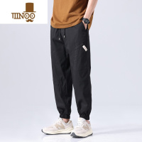 YANXU工装裤子男士夏季薄款宽松休闲长裤男生束脚哈伦九分运动裤斜插袋