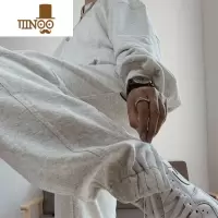 YANXU雪花灰流行色基础卫裤直筒宽松收口束脚侧拉链运动裤男女同款
