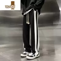 YANXU直筒休闲裤男潮牌薄款宽松条纹卫裤美式高街秋季运动阔腿裤