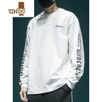 YANXU美式潮牌印花长袖T恤男宽松大码秋季新款休闲打底衫百搭圆领上衣