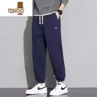 YANXU休闲卫裤男士宽松束脚加绒加厚冬款抽绳弹力针织运动裤子男