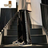 YANXU直筒裤子男潮牌宽松青少年休闲阔腿长裤美式运动卫裤男生