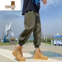 YANXU工装裤男款夏季宽松休闲裤薄款运动裤百搭潮流束脚裤军绿色卫裤