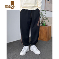 YANXU特大码300斤美式潮流宽松束脚卫裤男装百搭休闲时尚拼接运动长裤