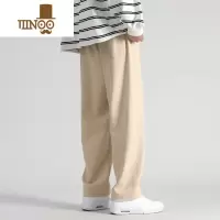 YANXU直筒裤男秋季潮牌卫裤男士夏季裤子垂感阔腿裤卡其色运动裤休闲裤