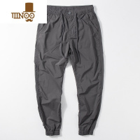 YANXU裤子男夏季薄款简约束脚宽松休闲长裤潮牌弹力冰丝速干运动裤男