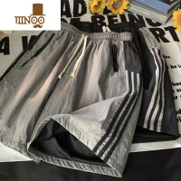 YANXU速干短裤男士夏季薄款美式复古裤子高街潮牌休闲运动条纹五分中裤