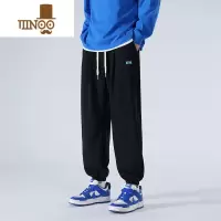 YANXU运动束脚裤子男款休闲长裤印花针织刺绣卫裤宽松棉