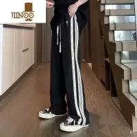 YANXU休闲裤男夏季薄款美式高街痞帅条纹垂感裤子男生潮牌阔腿运动长裤
