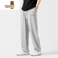 YANXU灰色运动裤男生夏季薄款休闲长裤子阔腿宽松百搭男款垂感直筒卫裤